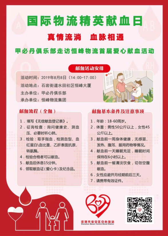 愛(ài)心獻血-延續生命希望-弘揚仁愛(ài)精神暨國際物流精英獻血日